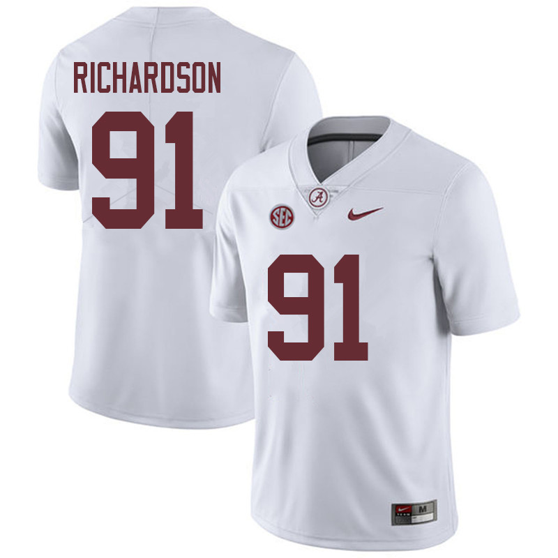 Alabama Crimson Tide Men's Galen Richardson #91 White NCAA Nike Authentic Stitched 2018 College Football Jersey DZ16I76SK